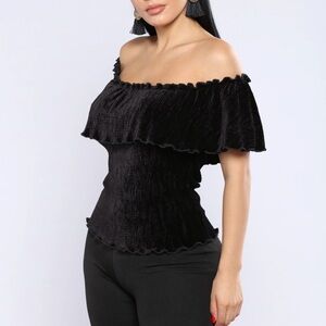 FASHION NOVA Burgundy Off The Shoulder Top